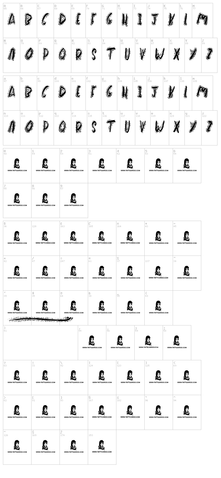 Wake Me Up font map